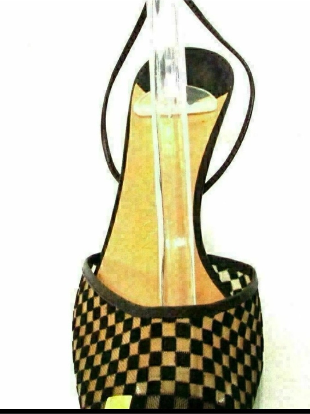 Louis Vuitton Mesh Damier Kitten Heel Lace Up Pumps Black Sheer 6.5 - Picture 5 of 14